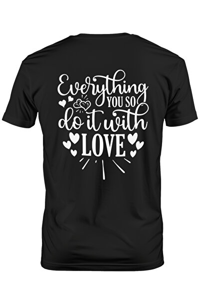 StoryGift Romania Tricou Barbati Cu Inimioare Si Textul "tot Ceea Ce Faci, Fa...