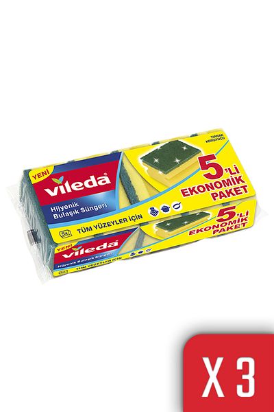 Vileda Green Classic Corrugated Sponge - 3 Pack of 5