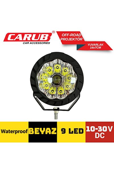 Carub SİS FARI (1 ADET) OFF-ROAD 10-30V 9LED YUVARLAK BEYAZ 14X7CM