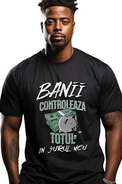 StoryGift Romania Men's T-Shirt Money Controls Everything Around Me Stack With Front Print, 100% Cotton Stg