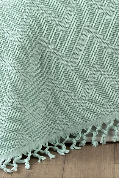 Sevim بيكيه مزدوج مزين بالقطن 100% - 220x240 سم - نعناعي