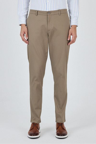 İmza Dark Mink Gabardine Side Pocket Straight Leg Comfort Fit Cotton Casual Chino Trousers 1003250121
