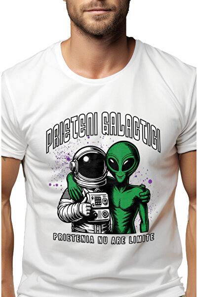 StoryGift Romania Tricou Barbati Astronaut Si Extraterestru Prieteni Galactic...