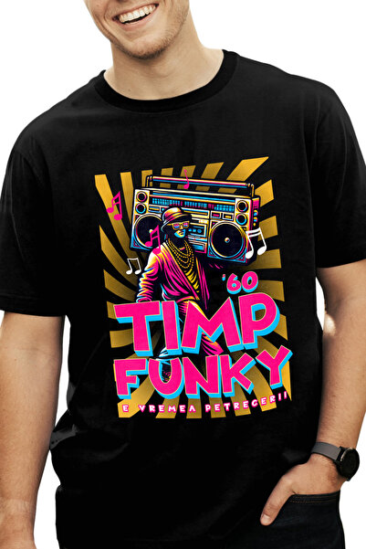 StoryGift Romania Tricou Barbati Timp Funky. E Vremea Petrecerii Barbat Cu Bo...