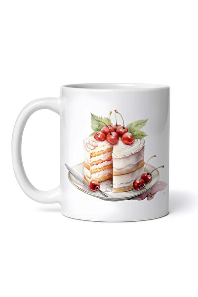 OEM Εξατομικευμένη λευκή κούπα, Γαμήλια τούρτα με κεράσια, INOVATIX®. 330ml