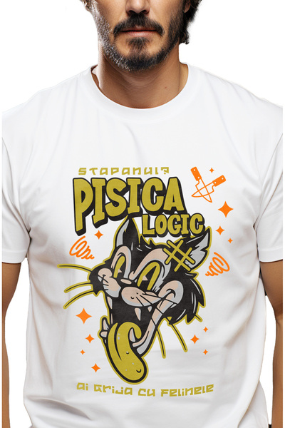 StoryGift Romania Tricou Barbati Stapanul Este Pisica Ai Grija Cu Felinele, A...