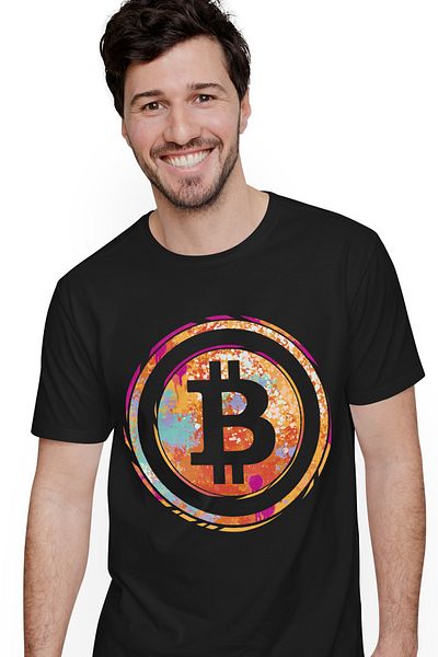 StoryGift Romania Men's T-Shirt With Bitcoin Symbol In Circle, Crypto, Virtual Currencies, NFT, Investments, with imSTG