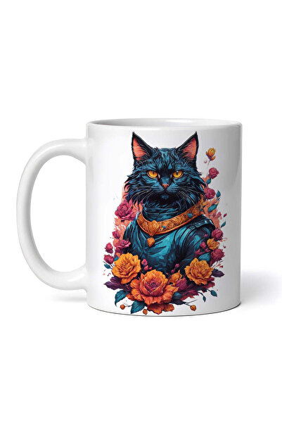 OEM Cană albă personalizată, Pisică cu medalion, INOVATIX®. 330ml