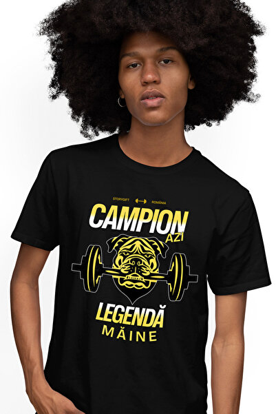 StoryGift Romania Tricou Barbati Campion Azi, Legenda Maine, Caine Cu Bara Gr...