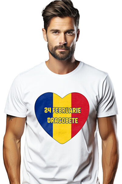 StoryGift Romania Tricou Barbati 24 Februarie Dragobete Inima Steag Romania C...