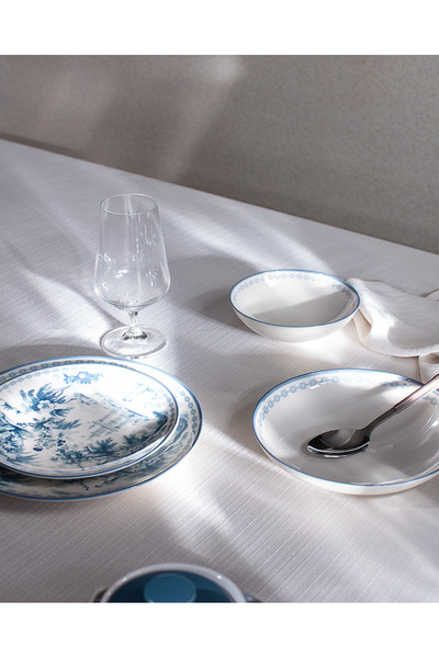Madame Coco Lumen 6 Kişilik 24 Parça Yemek Takımı - Mavi/Beyaz