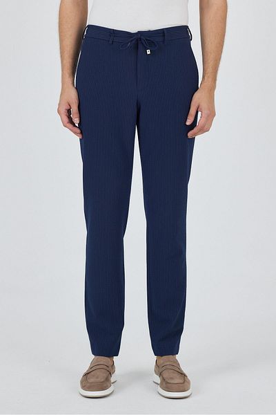 İmza Dark Navy Blue Stretchy Side Pocket Casual Comfort Fit Jogger Pants 1003250117