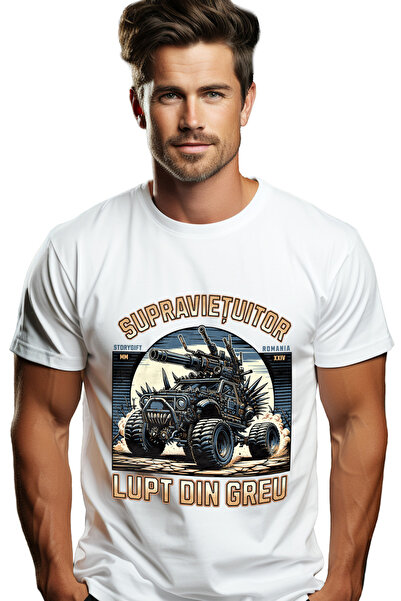 StoryGift Romania Tricou Barbati Supravietuitor Lupta Din Greu Tanc Mesaj Mot...