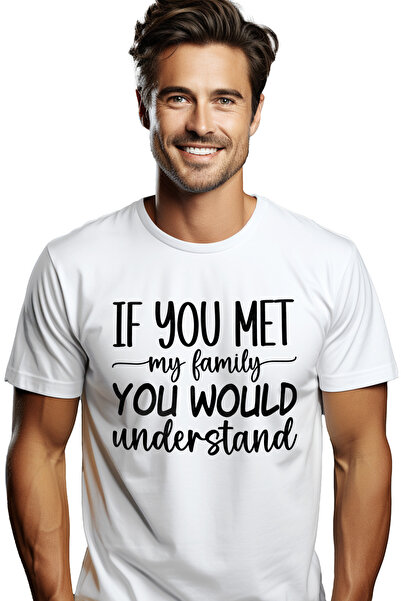StoryGift Romania Tricou bărbătesc cu mesajul „dacă mi-ai fi întâlnit familia...