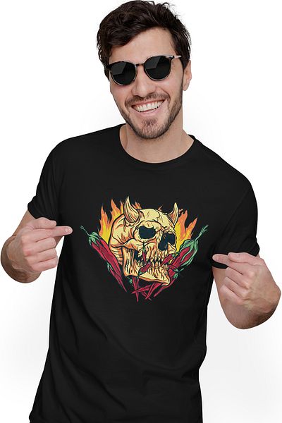 StoryGift Romania Tricou personalizat pentru bărbați Red Hot Chilli Peppers, Foc, Demon, Craniu, Ardei Iute, cu Stg Im