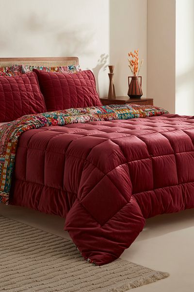 Karaca Home طقم نوم/راحة مزدوج فاخر من داريل، أحمر داكن
