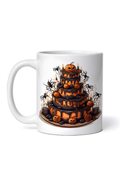 OEM Cană albă personalizată, tort de dovleac de Halloween cu păianjeni, INOVA...