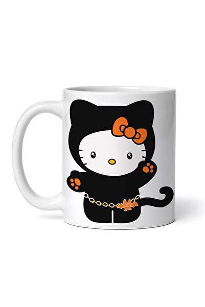 OEM Cană albă personalizată, Hello Kitty Halloween fericit, INOVATIX®. 330 ml