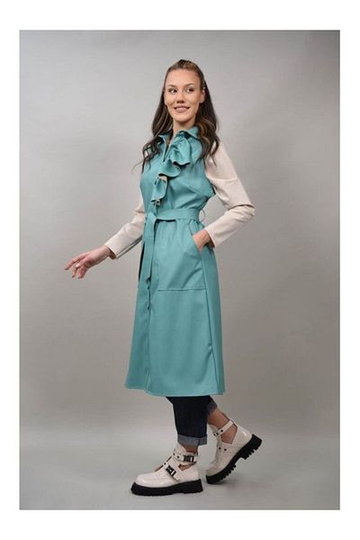 FASHIONLAND Cielo Long Leather-Effect Vest One-Way Turquoise