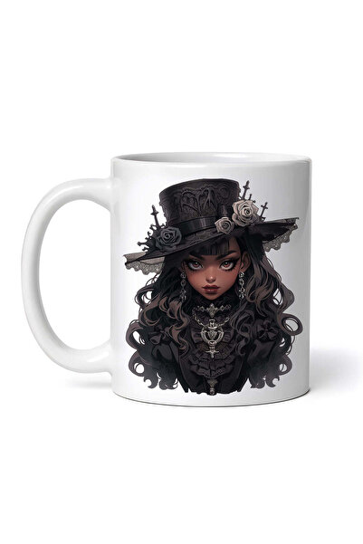 OEM Cană albă personalizată, Fată de Halloween cu pălărie, INOVATIX®. 330ml