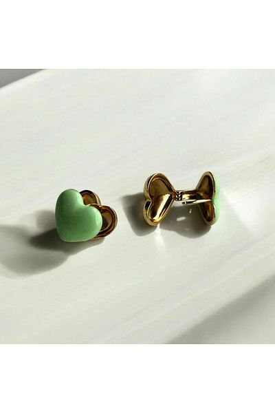 XUPING JEWELRY Double Sided Heart Steel Earrings