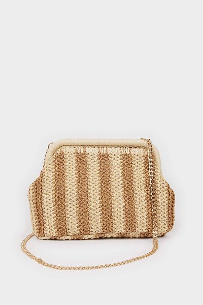 DeFacto E2806 Multicolored Women's Straw Baguette Bag