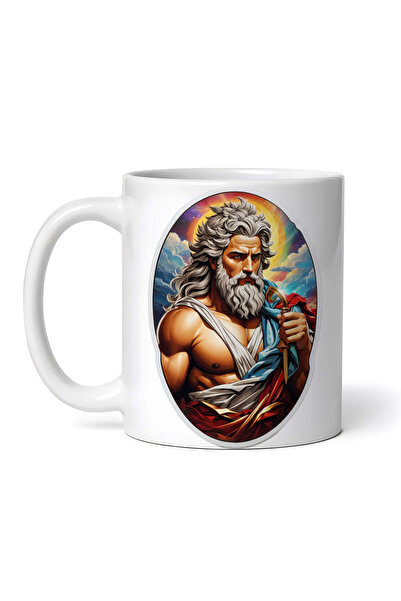 OEM Εξατομικευμένη λευκή κούπα, ο Έλληνας θεός Δίας, INOVATIX®. 330ml