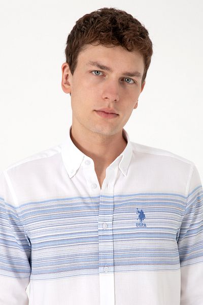 U.S. Polo Assn. Ανδρικό μπλε μακρυμάνικο πουκάμισο 50300231-vr036