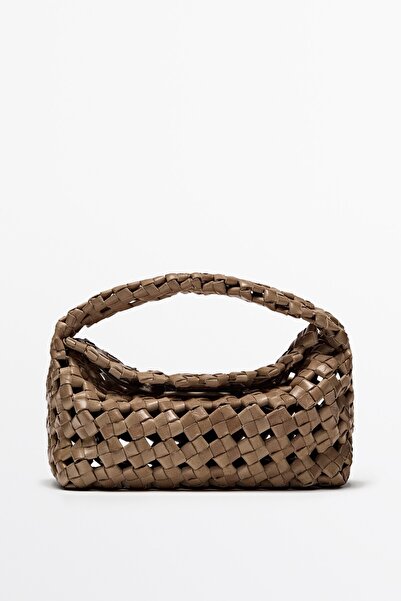 Massimo Dutti Napa deri örgü mini çanta