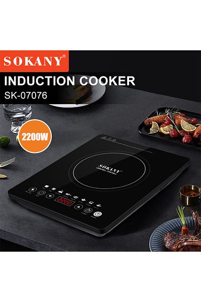 SOKANY موقد حثي فردي، موقد شعلة، صفيحة تسخين كهربائية، 2200 واط، موقد سطح الطاولة SK-07079 أسود