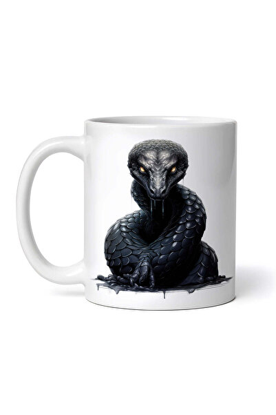 OEM Cană albă personalizată, Șarpe Negru de Halloween, INOVATIX®. 330ml