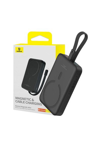 Baseus External Battery, Baseus, Magnetic, Fast Charging, USB-C, 10000mAh, 20W, Magnetic Mini, Black