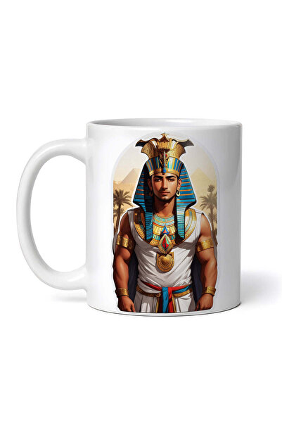 OEM Cană albă personalizată, zeul egiptean Amon cu cască, INOVATIX®. 330ml
