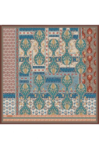 Armine Σειρά Nostalgia Twill Silk Scarf 7932D-09 ETHNIC ΠΟΡΤΟΚΑΛΙ-ΜΠΛΕ