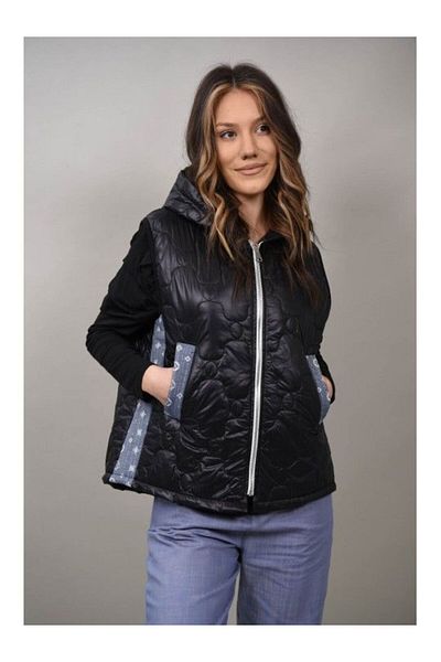 Acqua & Limone SHORT THIN QUILTED VEST WITH ONE WAIST Black