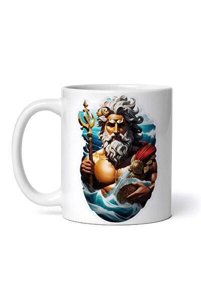 OEM Cană albă personalizată, Zeul Egiptean Oceanus cu suliță, INOVATIX®. 330ml