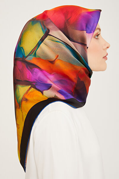 Armine Nostalgia Series Twill Silk Scarf 9014D-01 Turquoise-Brown