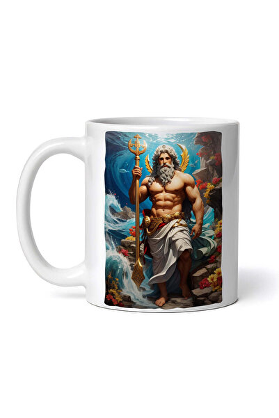 OEM Εξατομικευμένη λευκή κούπα, Έλληνας Θεός Ωκεανός, INOVATIX®. 330ml