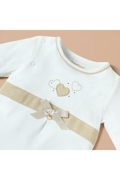 giggles Embroidered Closed Feet Sleepsuit with Long Sleeves
