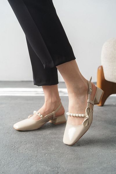 MODAADAM Pantofi cu toc joasă Maste Pearl pentru damă - Piele lacuită