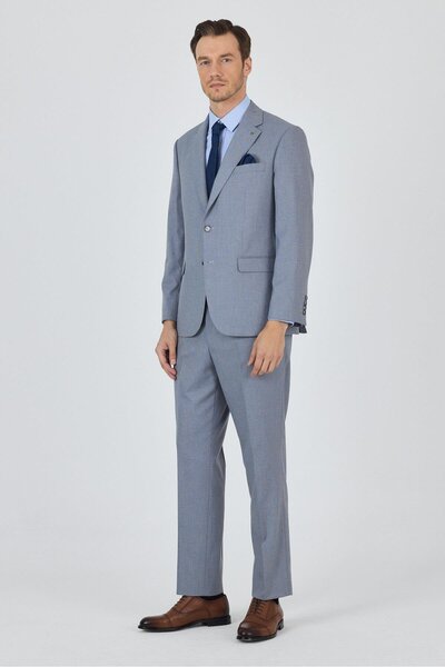 İmza Blue Mono Collar Lined Double Slit Flexible 4 Drop Comfort Fit Classic Suit 1001250160