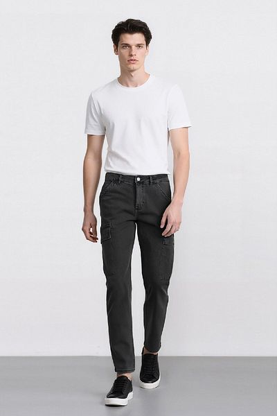 DeFacto 100% Cotton Relax Fit Relaxed Cut Straight Leg Cargo Pocket Jean Trousers F2372Ax25Sp