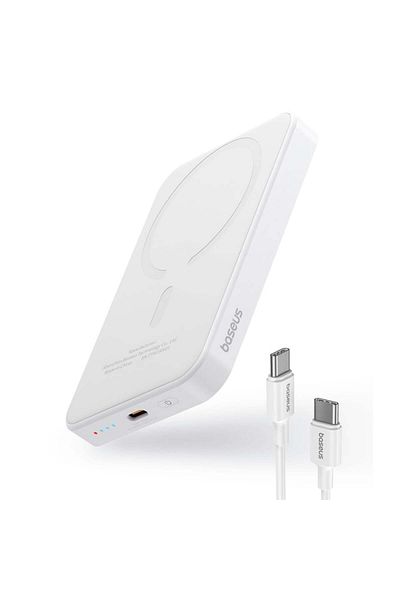Baseus External Battery, Baseus, Magnetic, Fast Charging, USB-C, 5000mAh, 20W, Magnetic Mini, White