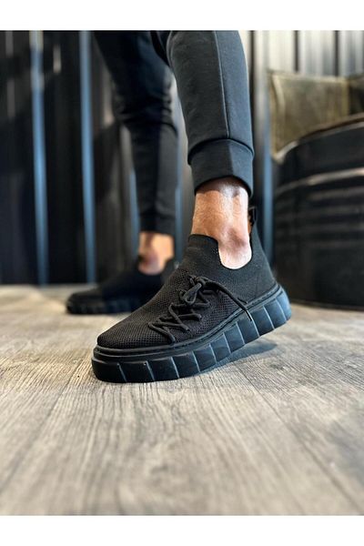 Knack Παπούτσια Casual με ψηλή σόλα 1025 Μαύρο (Μαύρη σόλα)