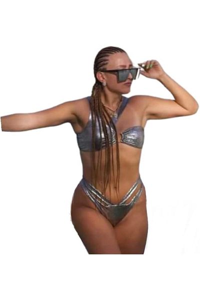 Dee-Trimmer Skylar Metallic Swimwear Bikini Set for Beach and Outdoor Use