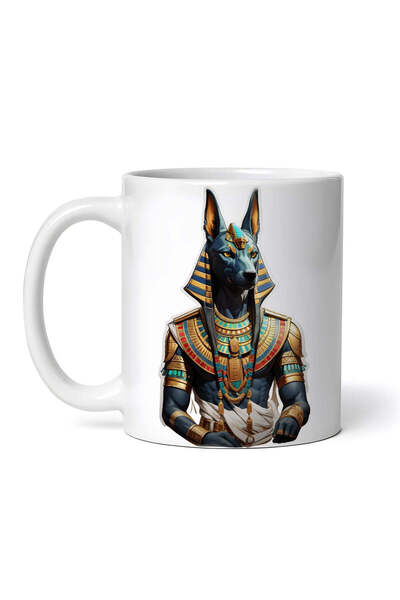 OEM Εξατομικευμένη λευκή κούπα, Αιγύπτιος Θεός Άνουβις, INOVATIX®. 330ml