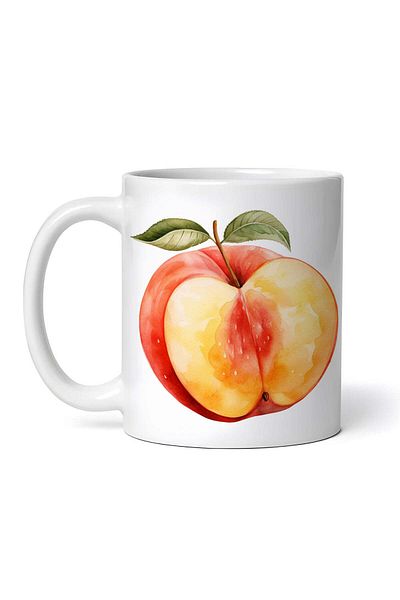 OEM Cană albă personalizată, culoarea piersicii în secțiune, INOVATIX®. 330ml