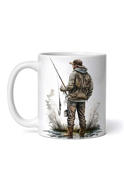 OEM Εξατομικευμένη λευκή κούπα, Ψαράς στη λίμνη, INOVATIX®. 330ml