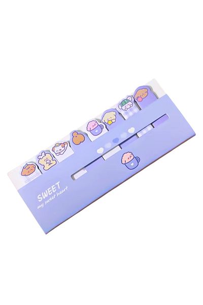 Piramit Kırtasiye Purple Mini Adhesive Note Paper Postit with Cute Teddy Bear