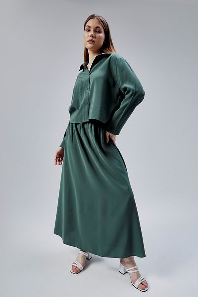 Bolivente Khaki Elastic Waist Modal Woven Skirt